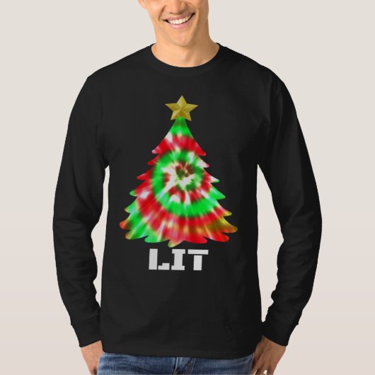 Tie Dye Christmas Tree Kids Boys Girls Teens Tシャツ (正面)