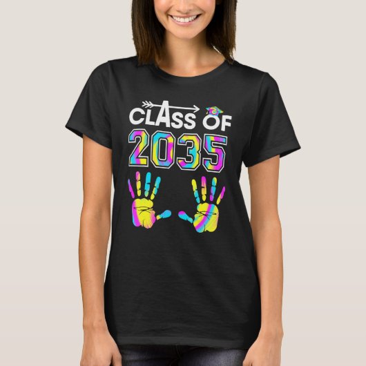 Tie Dye Class Of 2035 Kindergarten Handprint Grow  Tシャツ (正面)