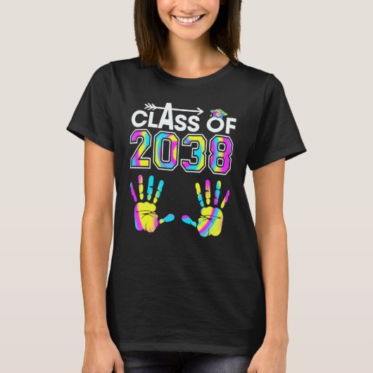 Tie Dye Class Of 2038 Kindergarten Handprint Grow  Tシャツ (正面)