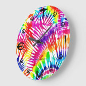 Tie Dye Color Burst Peace Design Wall Timepiece ラージ壁時計 (傾斜)