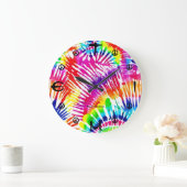 Tie Dye Color Burst Peace Design Wall Timepiece ラージ壁時計 (ホーム)