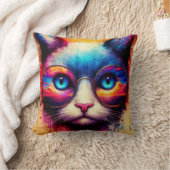 Tie Dye Colors Cat Pillow クッション (ブランケット)
