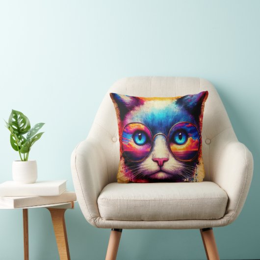 Tie Dye Colors Cat Pillow クッション (椅子)