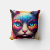 Tie Dye Colors Cat Pillow クッション (正面)
