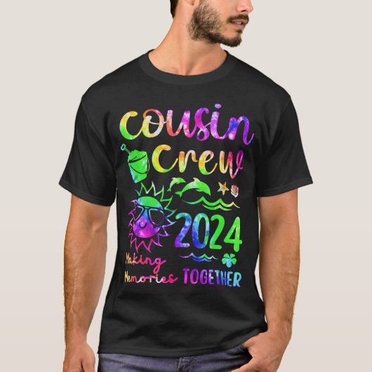 Tie Dye Cousin Crew 2024 Summer Vacation Beach Fam Tシャツ (正面)