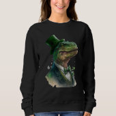 Tie Dye Dinosaur Tuxedo Leprechaun Hat St Patrick' スウェットシャツ (正面)