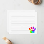Tie Dye Dog Paw Print Graphic Lined Custom ノートカード (正面/裏面インサイチュ)