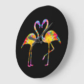 TIE DYE FLAMINGO ラージ壁時計 (傾斜)