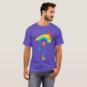 Tie Dye Flamingo Rainbow Print Bird Animal Peace Tシャツ (正面フル)