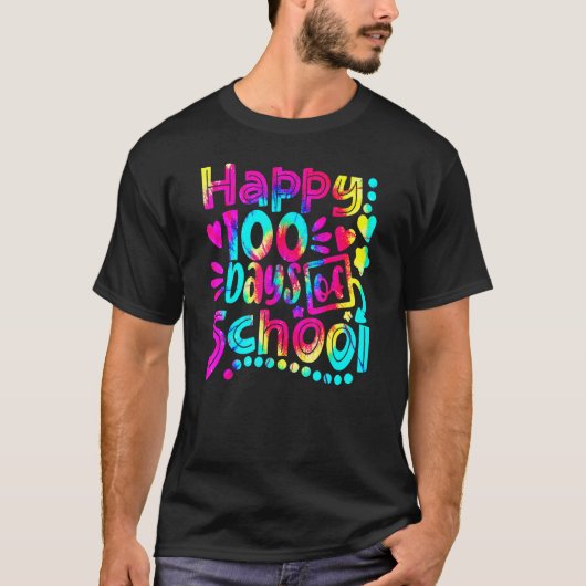 Tie Dye Happy 100th Day Of School Teacher Student  Tシャツ (正面)