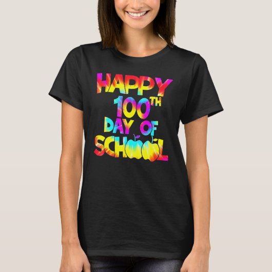 Tie Dye Happy 100th Day Of School Teacher Student  Tシャツ (正面)