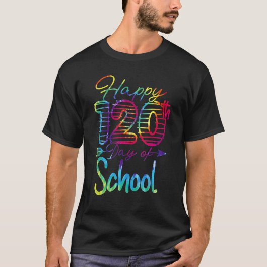 Tie Dye Happy 120th Day Of School Teacher Student Tシャツ (正面)