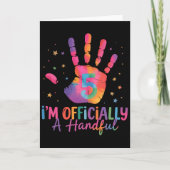 Tie Dye I'm Officially A Handful Five 5th Birthday カード (正面)