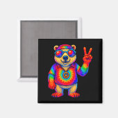 Tie-dye Lar Bear Peace Sign Hip  マグネット (正面/裏面)