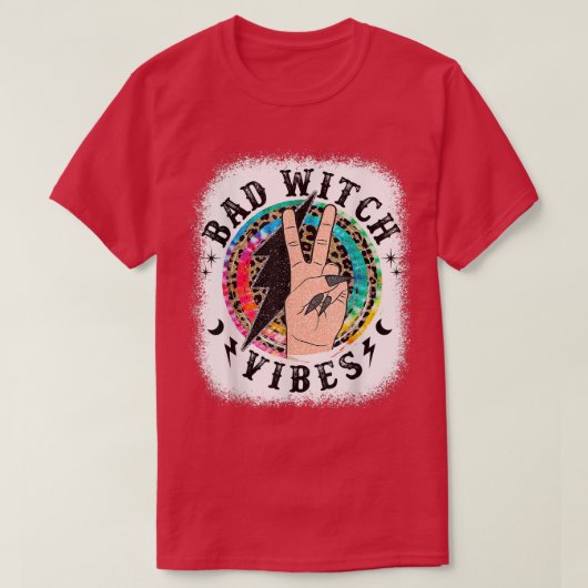 Tie Dye Leopard Bad Witch Vibes Funny Halloween Gi Tシャツ (デザイン正面)