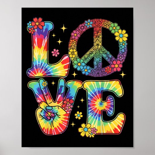 Tie Dye Love Peace Sign Retro Hippie T-shirt.png  ポスター (正面)