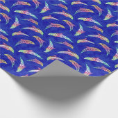 Tie Dye Marine Animals Dolphins Marlins ラッピングペーパー (角)