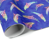 Tie Dye Marine Animals Dolphins Marlins ラッピングペーパー (ロールコーナー)
