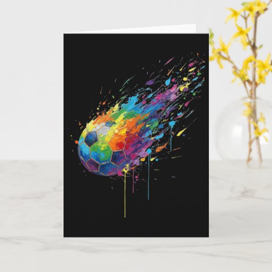 Tie-dye Paint Splats Soccer Footbyll Player Fans E カード (黄色い花)