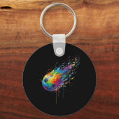 Tie-dye Paint Splats Soccer Footbyll Player Fans E キーホルダー (正面)