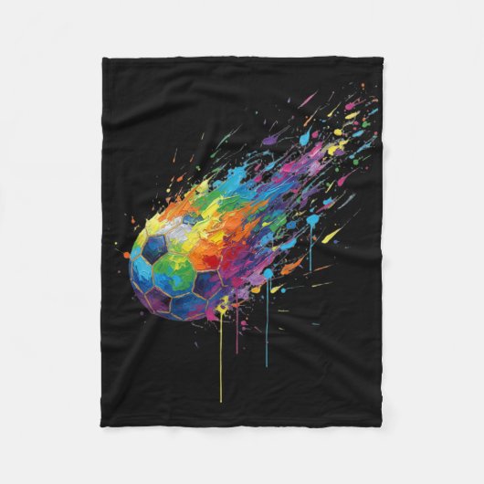 Tie-dye Paint Splats Soccer Footbyll Player Fans E フリースブランケット (正面)