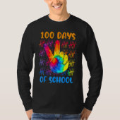 Tie dye peace hand sign 100 days of school 100th d tシャツ (正面)