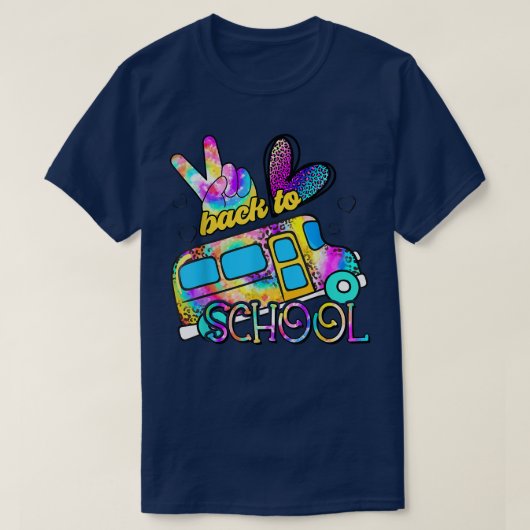 Tie Dye Peace Love School Bus Driver Cute Back To  Tシャツ (デザイン正面)