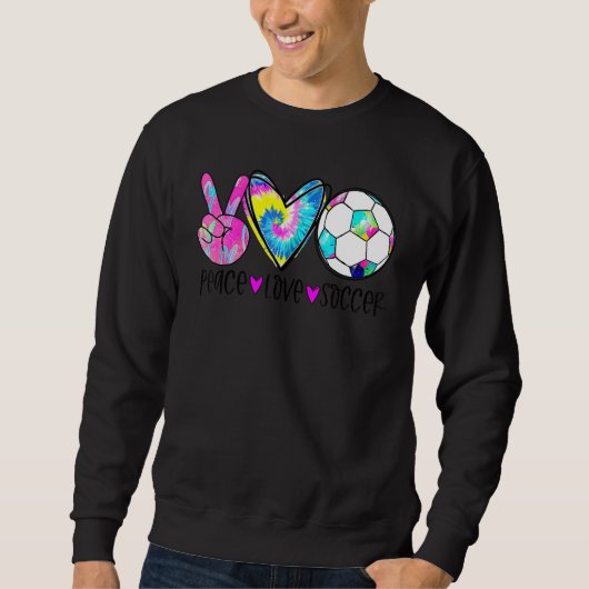 Tie Dye Peace Love Soccer Cute Design Heart Ball スウェットシャツ (正面)