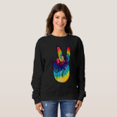 Tie Dye Peace Sign Hand Hippies V 1 スウェットシャツ (正面フル)