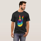 Tie Dye Peace Sign Hand Hippies V 1 Tシャツ (正面フル)