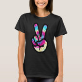 Tie Dye Peace Sign Hand  Hippies V s Tシャツ (正面)