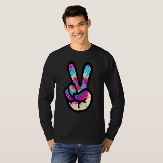 Tie Dye Peace Sign Hand  Hippies V s Tシャツ (正面フル)