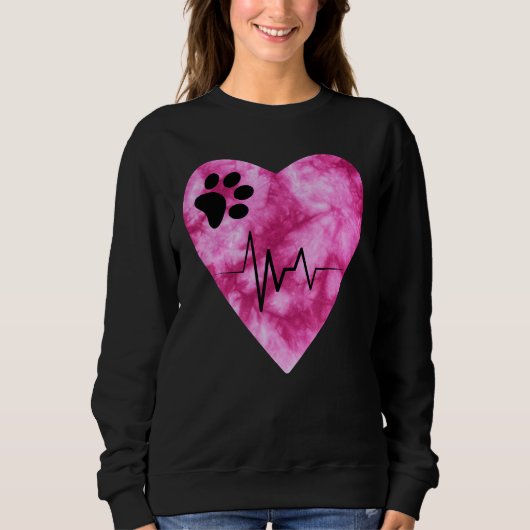 Tie Dye Print Pet Love Heartbeat Pulse スウェットシャツ (正面)