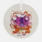 TIE DYE PURPLE AND PINK OCTOPUS CHRISTMAS ORNAMENT ガラスオーナメント (裏面)