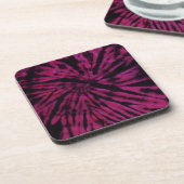 Tie-Dye Purple Pink Black Hippie Retro Pattern  コースター (左側)