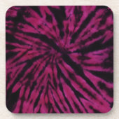 Tie-Dye Purple Pink Black Hippie Retro Pattern  コースター (正面)