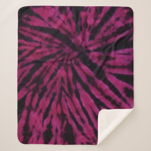 Tie-Dye Purple Pink Black Hippie Retro Pattern  シェルパブランケット (正面)