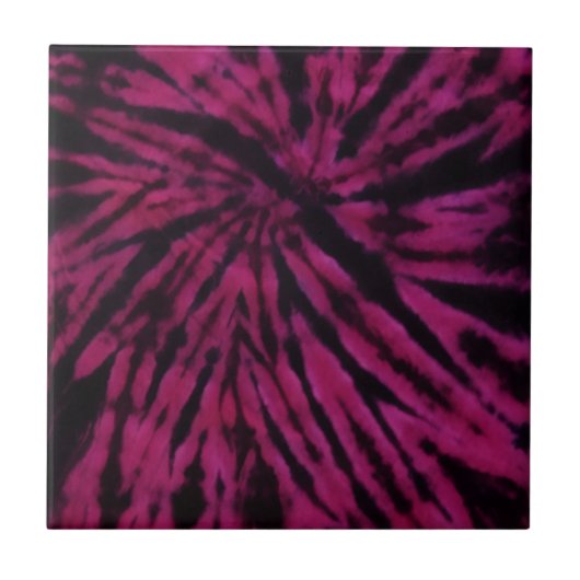 Tie-Dye Purple Pink Black Hippie Retro Pattern  タイル (正面)