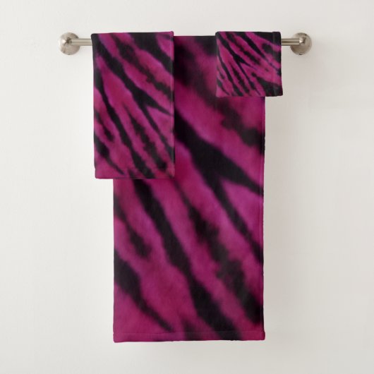 Tie-Dye Purple Pink Black Hippie Retro Pattern  バスタオルセット (インサイチュ)