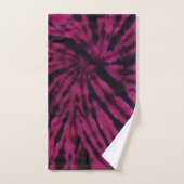 Tie-Dye Purple Pink Black Hippie Retro Pattern  バスタオルセット (ハンドタオル)