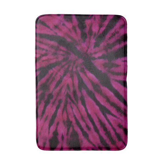 Tie-Dye Purple Pink Black Hippie Retro Pattern  バスマット (正面縦)