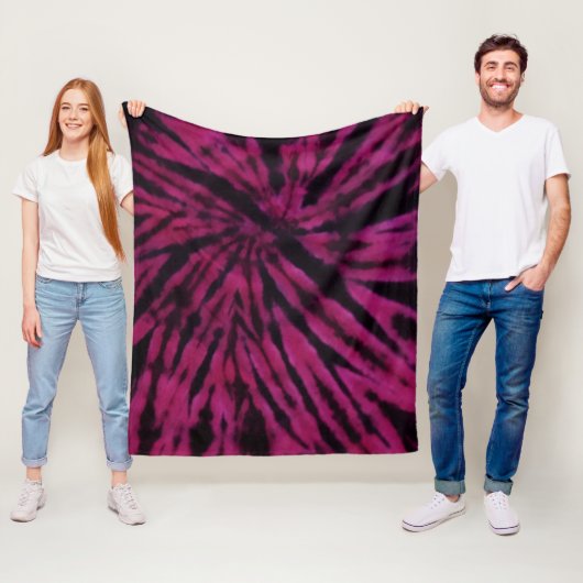 Tie-Dye Purple Pink Black Hippie Retro Pattern  フリースブランケット (インサイチュ)