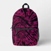 Tie-Dye Purple Pink Black Hippie Retro Pattern  プリントバックパック (正面)
