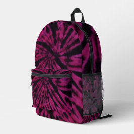 Tie-Dye Purple Pink Black Hippie Retro Pattern  プリントバックパック