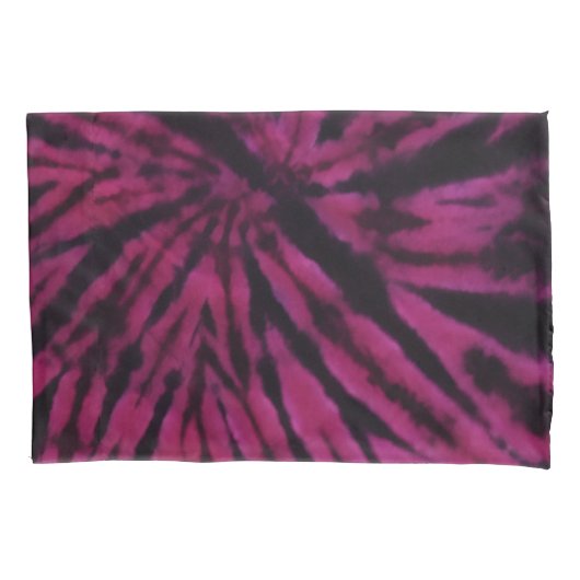 Tie-Dye Purple Pink Black Hippie Retro Pattern 枕カバー (正面)