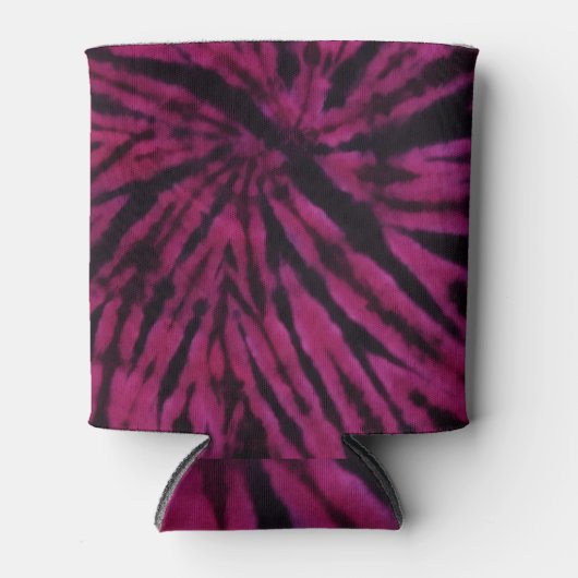 Tie-Dye Purple Pink Black Hippie Retro Pattern  缶クーラー (正面)