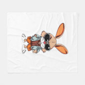 Tie-Dye rabbit bunny Peace Sign Hippie  フリースブランケット (正面(横))