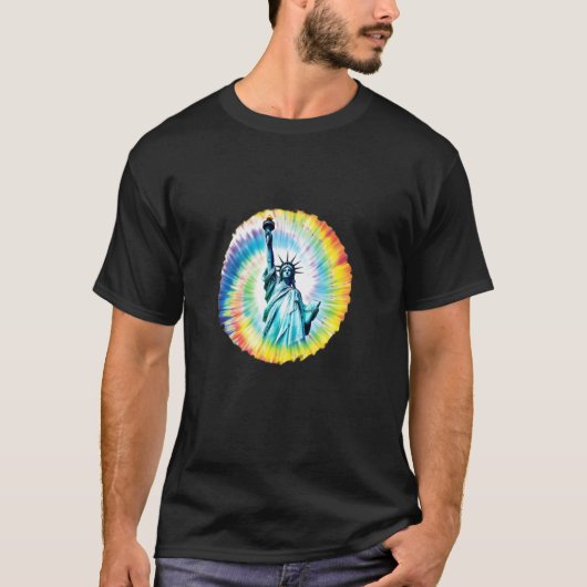 Tie Dye Statue of Liberty Women Men Kids Liberty Tシャツ (正面)