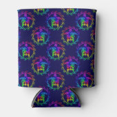 Tie Dye Tribal Turtle Moari Sun Blue 缶クーラー (正面)