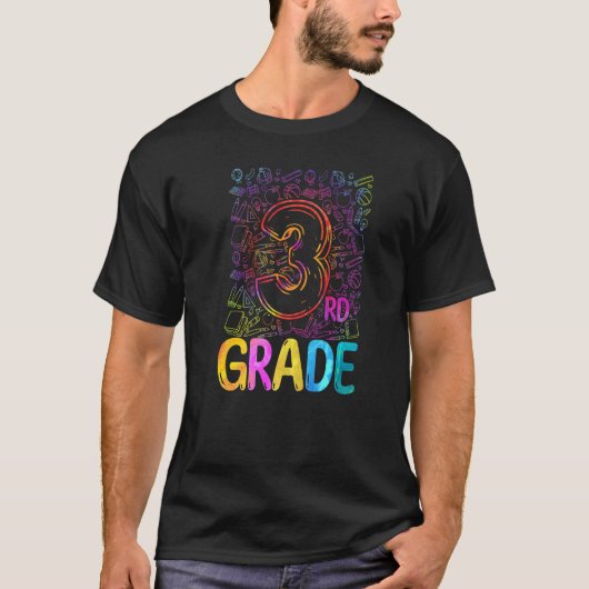 Tie Dye Typography 3rd Grade Teacher Back To Schoo Tシャツ (正面)